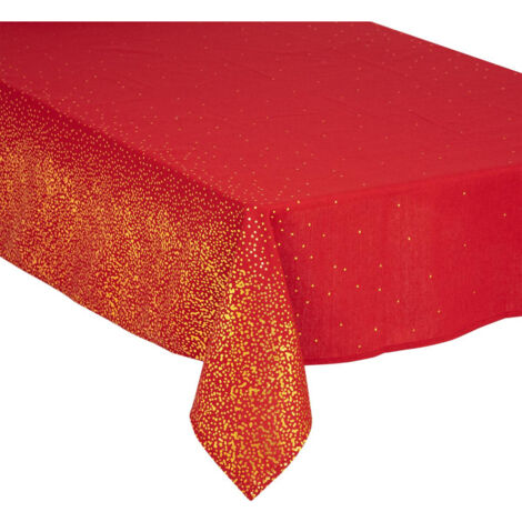 Nappe de Fêtes en coton et polyester Rouge Imprimé Léopard Argenté 140 x 240 cm - Feeric Christmas