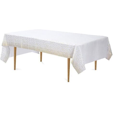 nappe De Fte Blanche Et Dore Nappe En Plastique, 137x274cm Nappe De Confettis  Pois Dors, Nappe De Fte Rectangulaire Pour Pique-nique, Fte Prnatal