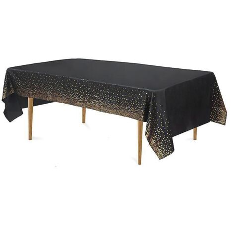 nappe De Fte Noire Et Dore Nappe En Plastique, 137x274cm Nappe De Confettis  Pois Dors, Nappe De Fte Rectangulaire Pour Pique-nique, Fte Prnatale,