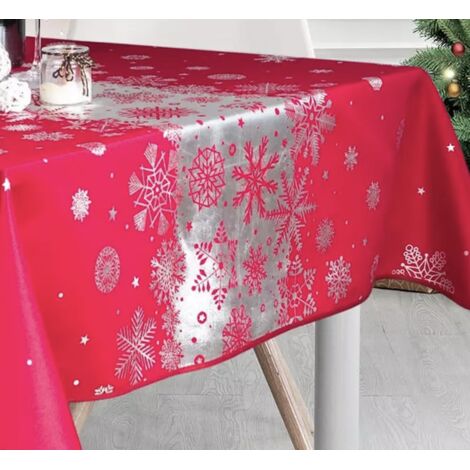 Promo Linge Nappe De Noël Ronde Ou Rectangle - Tissu Antitache/Imperméable – Laponie Motif Pin - 300x150cm