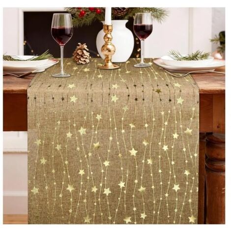 Nappe de Noël étoilée or brillant - Décoration de table pour Noël, bricolage, Thanksgiving, Halloween