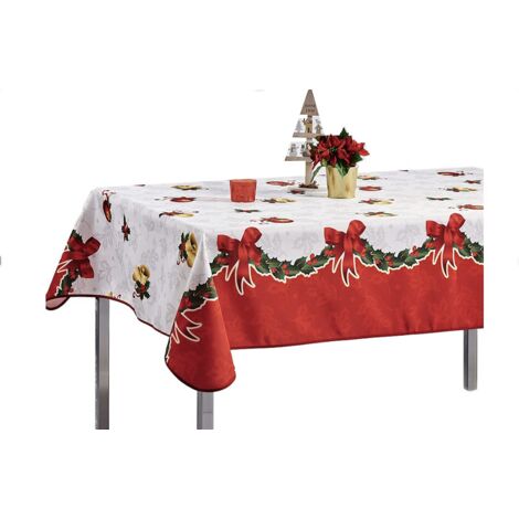 Nappe de Noël motifs Père Noël ou Cloche - Anti tâches - 350x150cm - Cloche
