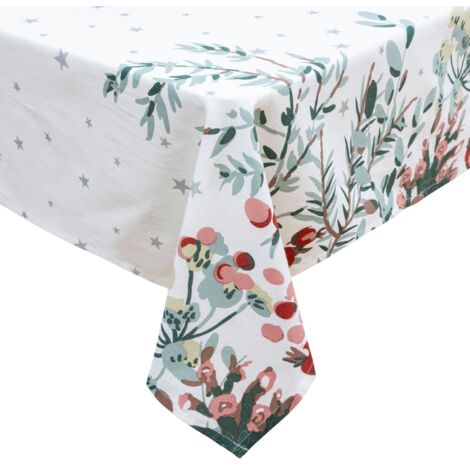 Nappe de Noël rectangulaire motifs branches et étoiles