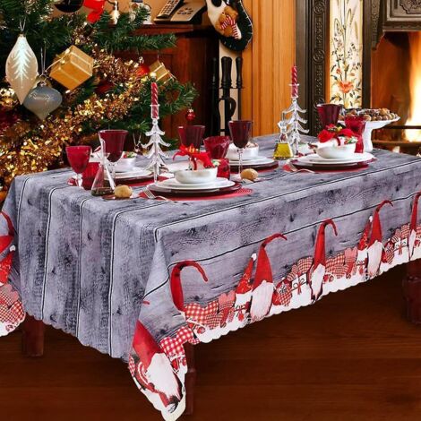 nappe De Nol, 180 X 150 Cm Nappes De Nol Rectangulaire Couverture De Table Noel Grise Nappe De Table  Manger, Grands Chemins De Table De Dner De N