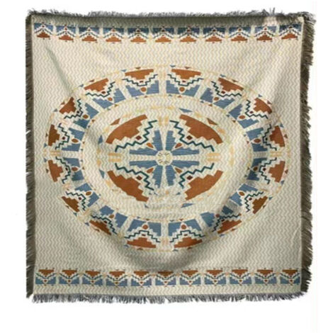 Nappe de pique-nique vintage 2 couches avec franges, 90x90 cm, 2 couleurs assorties, idéale pour salon et extérieur