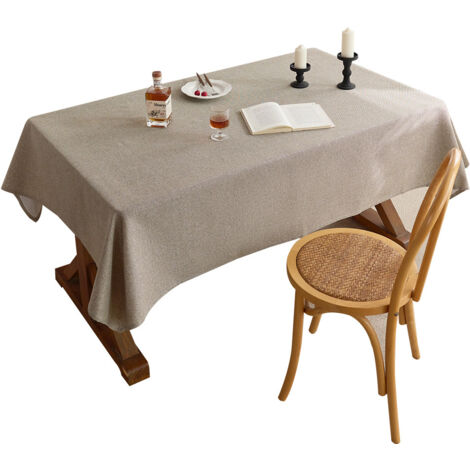 Nappe de protection en lin, lavable, antitache, 140 x 100 cm, polyester, marron,