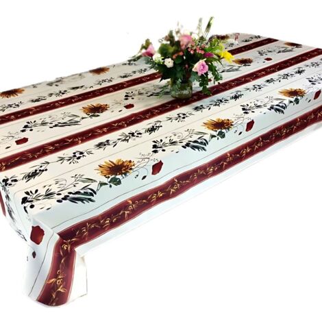 Nappe de Table Anti-Tâches Motif Terracotta Beige 100% Polyester - 240x150cm