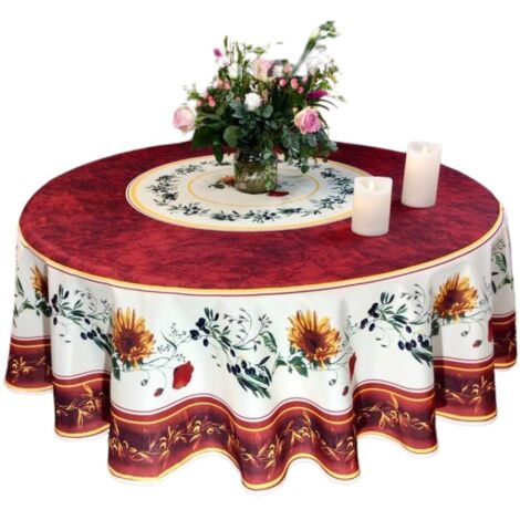 Nappe de Table Anti-Tâches Motif Terracotta Beige 100% Polyester