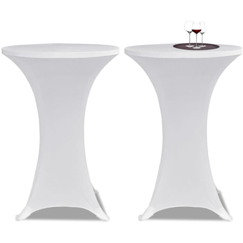 ugreat - nappe de table de cocktail, paquet de 2 nappes rondes à coins carrés extensibles en élasthanne blanc 80 110 cm pour fête, mariage,