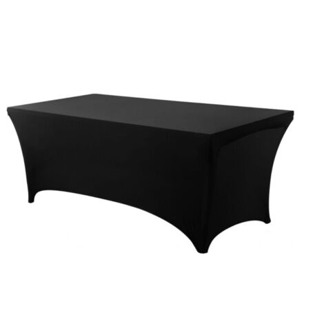 Nappe de Table Extensible [6 Pieds, 183 cm] Couverture de Table en Polyester et Spandex   Lavable en Machine et Infroissable (Lot de 1, Noir)