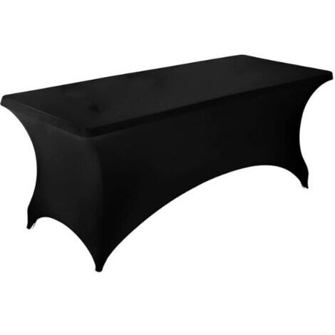 Nappe de Table Extensible [6 Pieds, 183 cm] Couverture de Table en Polyester et Spandex - Lavable en Machine et Infroissable (Noir)