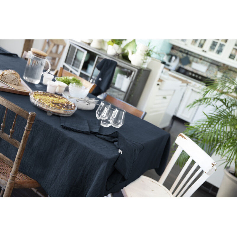 L'effet Papillon - Nappe de table 'Gaïa' 150 x 250 cm 'Gaze de Coton' - Couleur: Gaïa Minuit