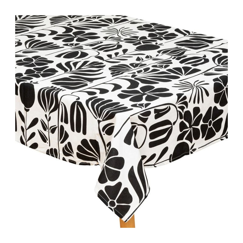 Atmosphera - Nappe de Table Imprimée 'Twisted Lime' 150x250cm Noir & Blanc