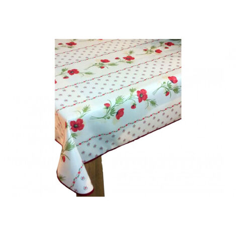 Nappe de Table Provençale Rectangle 150x240 cm, Coquelicot Anti-Tâche Glycine, 100% Polyester coloris rouge