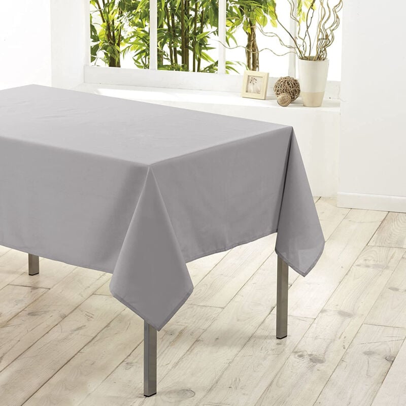 Nappe Essentiel Rectangulaire 140 x 250 cm Anti-tâches Uni - Gris - 250x140cm.