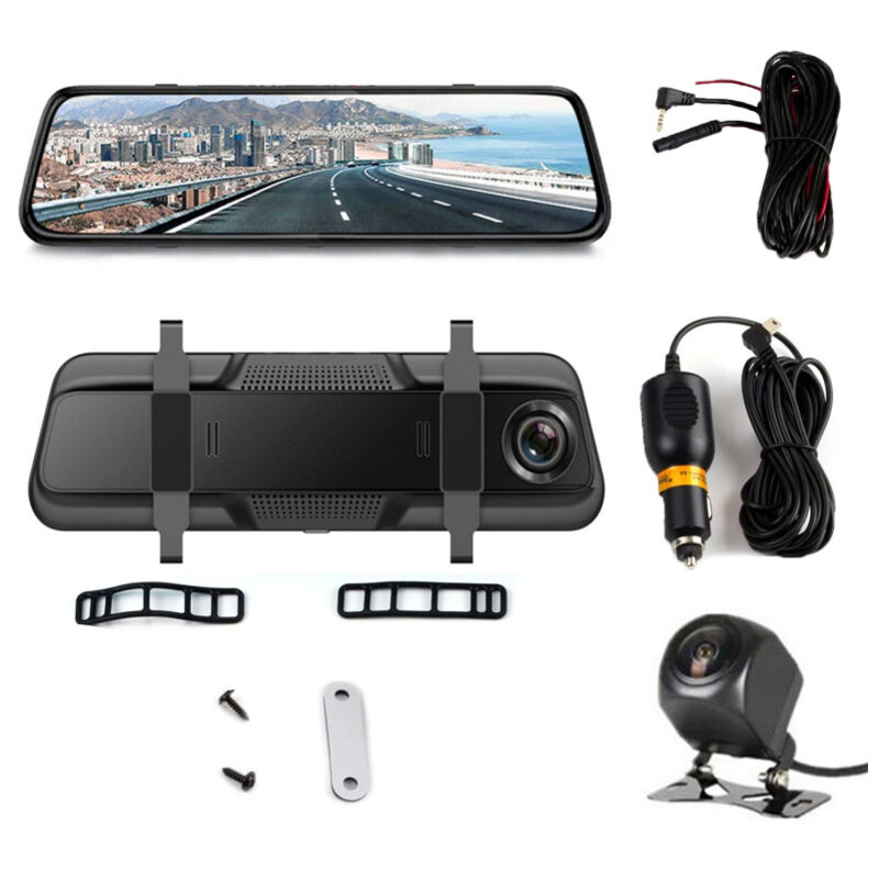 LIFCAUSAL Caméra embarquée DVR 1080P avec double caméra avant-arrière, écran tactile 10 pouces, grand angle 170°, vision nocturne