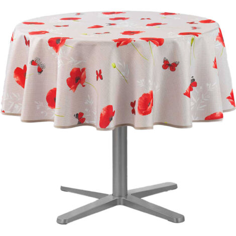 Nappe de table ronde Sweet Poppy, en coquelicots, Ø 180 cm