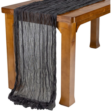 Nappe de Table Runner Décorative Polyester [157.5x35.4 inch] Chevron Noir Multi-Usages Élégante pour Mariage/Événements