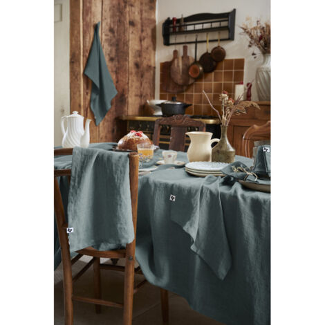 Nappe de table "Soline" 170 x 350 cm  Lin lavé - Couleur: Soline Ardoise