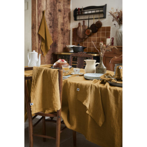 Nappe de table "Soline" 170 x 350 cm  Lin lavé - Couleur: Soline Caramel