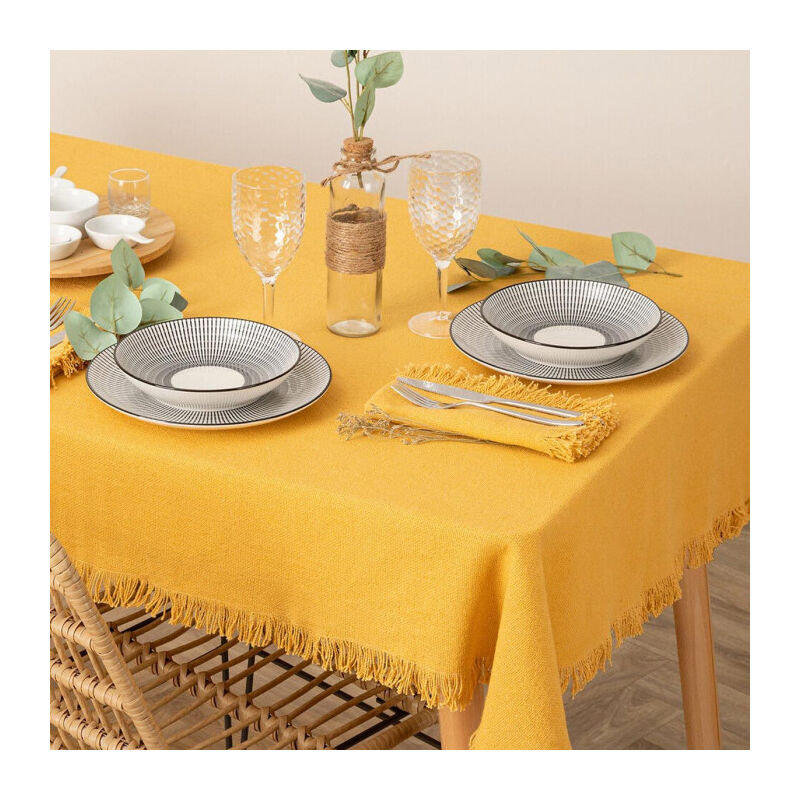 Nappe Déco à Franges 'Maha' 150x250cm Jaune
