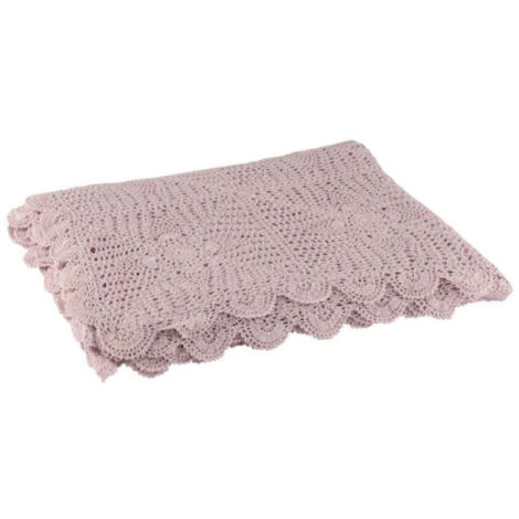 Nappe Déco en Coton "Dentelle" 130x180cm Rose Mauve