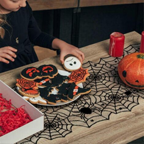Nappe d'Halloween, serviette en toile d'araignée, chemin de table, abat-jour, ensemble B--