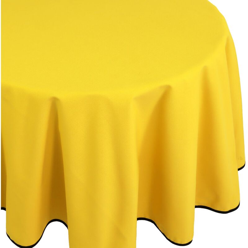 linnea - nappe diabolo traité téflon ovale ovale 180x350 cm - jaune curcuma