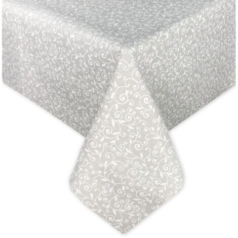NAPPE DORY arabesque coton BLANC Cm. 140x140 x4 personnes