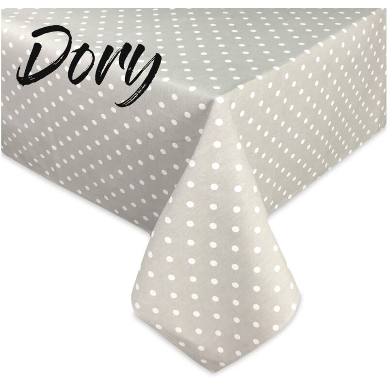 NAPPE DORY design WHITE POLKA DOTS en coton Cm. 140x240 x12 personnes