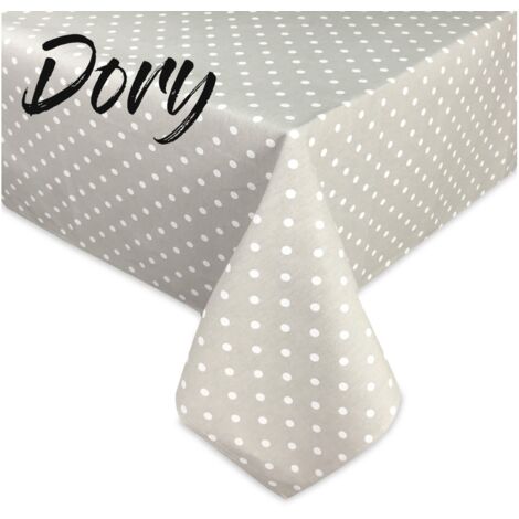 NAPPE DORY design WHITE POLKA DOTS en coton Cm.140x300 x18 personnes