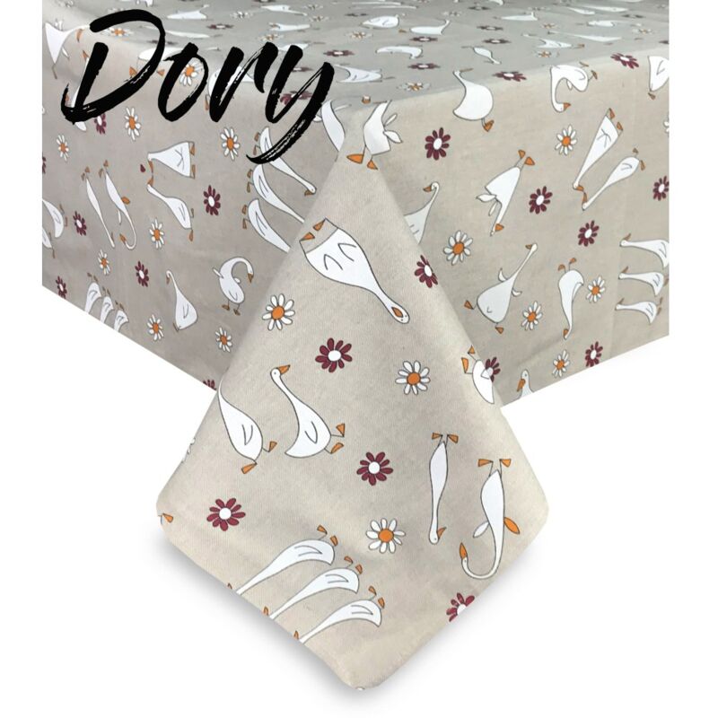 NAPPE DORY GOOSE GEESE OCHETTE en coton Cm. 140x240 x12 personnes NAPPE DORY GOOSE GEESE OCHETTE en coton Cm. 140x240 x12 personnes