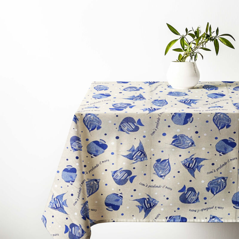 Nappe Dory « How Deep is the Sea » – Coton épais – Fabriqué en Italie – Lavable Cm. 140x240 x12 personnes