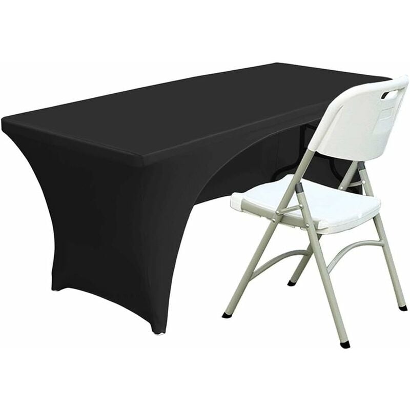 nappe dos nu en élasthanne 4 pieds (environ 1,2 m) nappe en polyester nappe en élasthanne extensible nappe de table, noir
