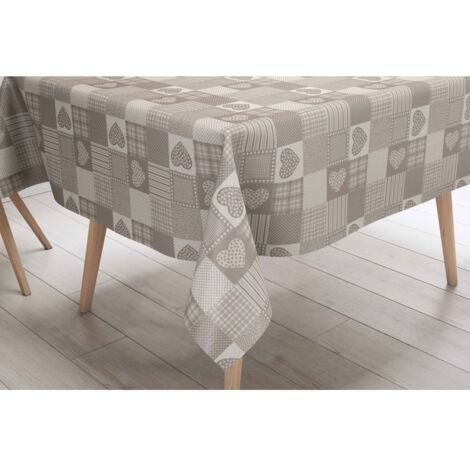 NAPPE EN CIRE EN PLASTIQUE LAVABLE LAVABLE COEUR © BEIGE Nappe Made in Italy Cm.140x300 x18 personnes