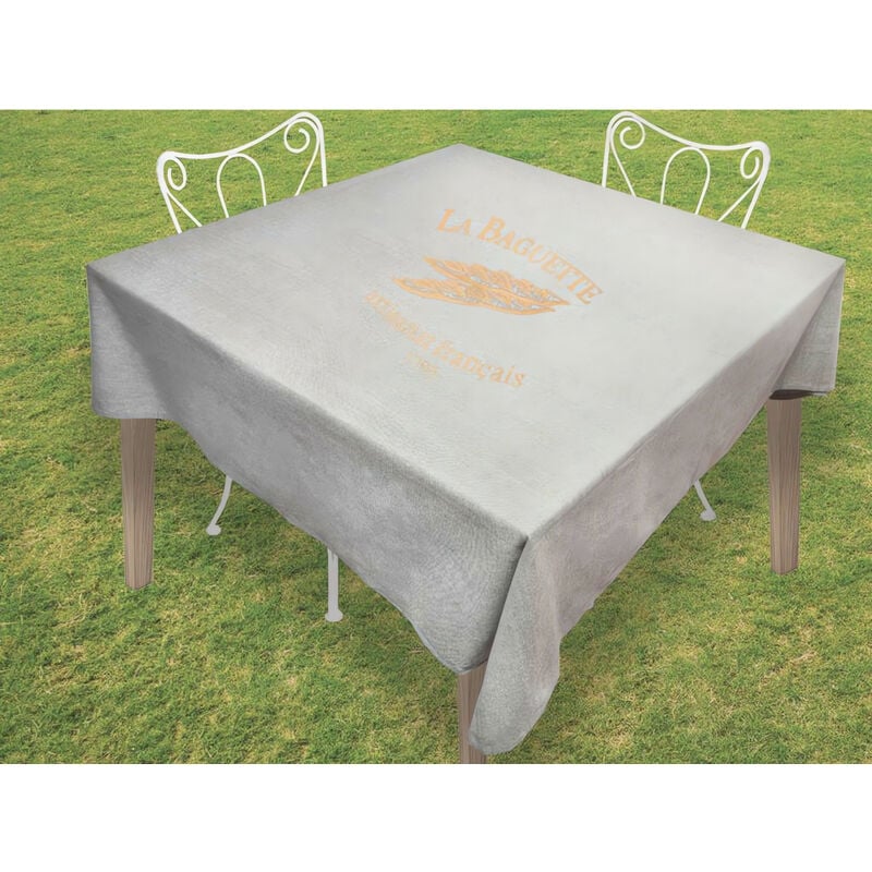 nappe en coton carrée anti-tâches baguette, par soleil d'ocre - 180 x 180 cm - gris