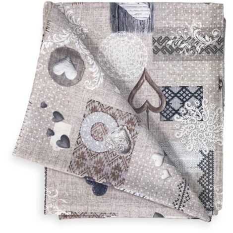 NAPPE EN COTON Design tyrolien SHABBY Beige made in Italy Cm. 180 ronde