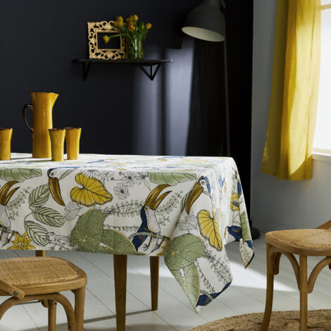 Nappe en coton enduit Brésil Vert 160x300 cm