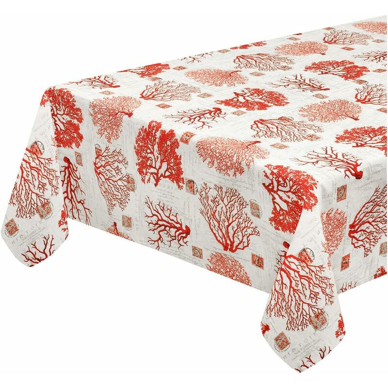 Emmevi Mv S.p.a. - Nappe en Coton Ourlé Pour Cuisine Mou Tendre Rectangulaire Corail - 135x230 cm