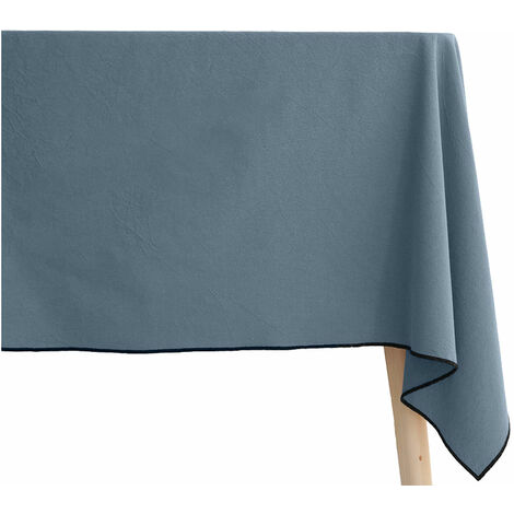 Nappe en coton teint lavé -  Bleu Orage -  160 x 250 cm
