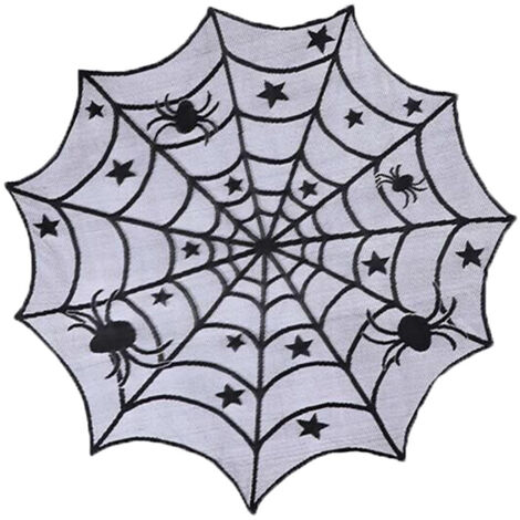 Nappe en dentelle d'Halloween, nappe en toile d'araignée en fibre de polyester nappe en dentelle noire décoration d'Halloween table à manger/rideau/cheminée/porte/abat-jour