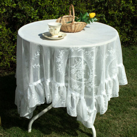 Nappe en dentelle vintage à motifs floraux, lavable en machine, style champêtre, 140 × 90 cm, idéale pour la cuisine et la salle à manger