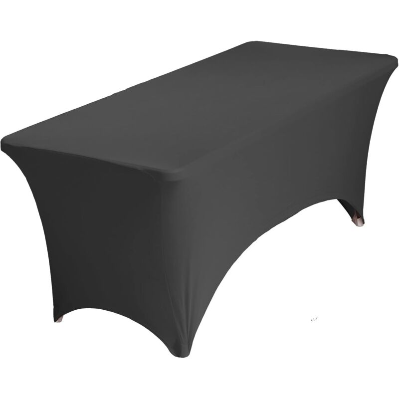 Nappe en élasthanne extensible pour table de terrasse, mariage, banquet, stand de vente et fête, 183 x 76 x 76 cm, noire