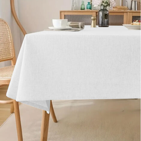 Nappe en lin blanc pour table 140x240cm, style bohème élégant