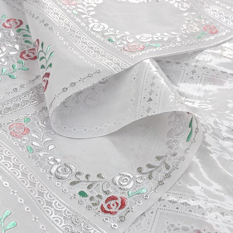 Emmevi Mv S.p.a. - Nappe En Plastique Brodée Effet Dentelle Broderie 3D Couverture Table Cuisine Anti Taches dis d - 137x50 cm