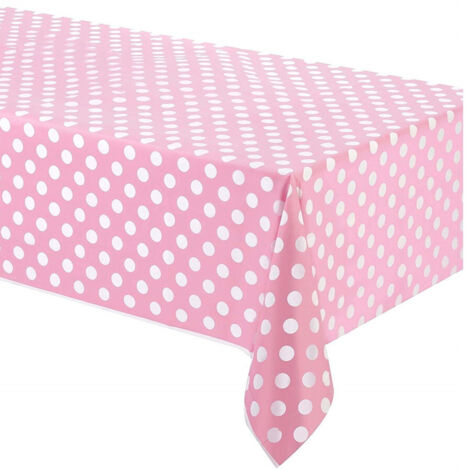 Nappe En Plastique Pour Fêtes Rose à Pois Anniversaire Mariage Baptême