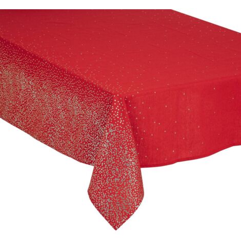Nappe en polycoton Rouge imprimé Sapin doré 140 x 360 cm - Feeric Christmas