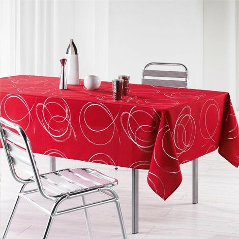 DOUCEUR D'INTÉRIEUR Nappe en polyester Argent Bully rouge 150 x 240 cm