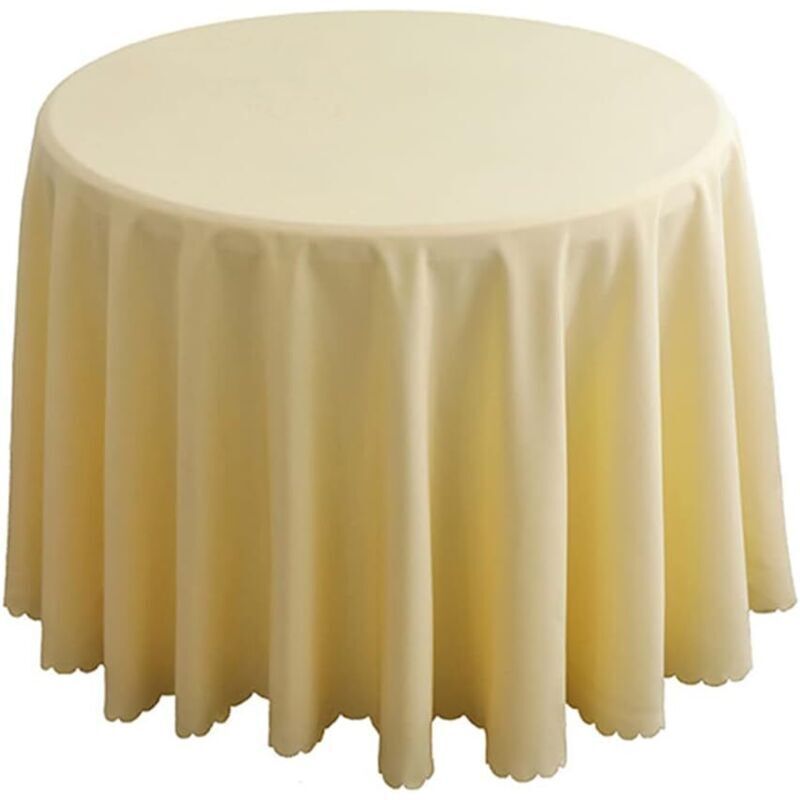 Nappe en polyester, linge de table, table basse, table de cuisine, nappe ronde, style simple, beige, diamètre 260 cm