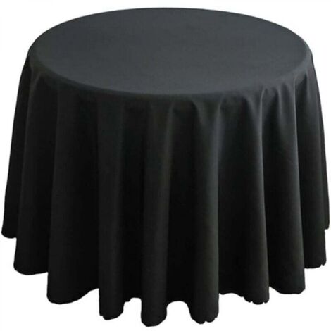 Nappe en polyester, linge de table, table basse, table de cuisine, nappe ronde, style simple, noir, diamètre 260 cm